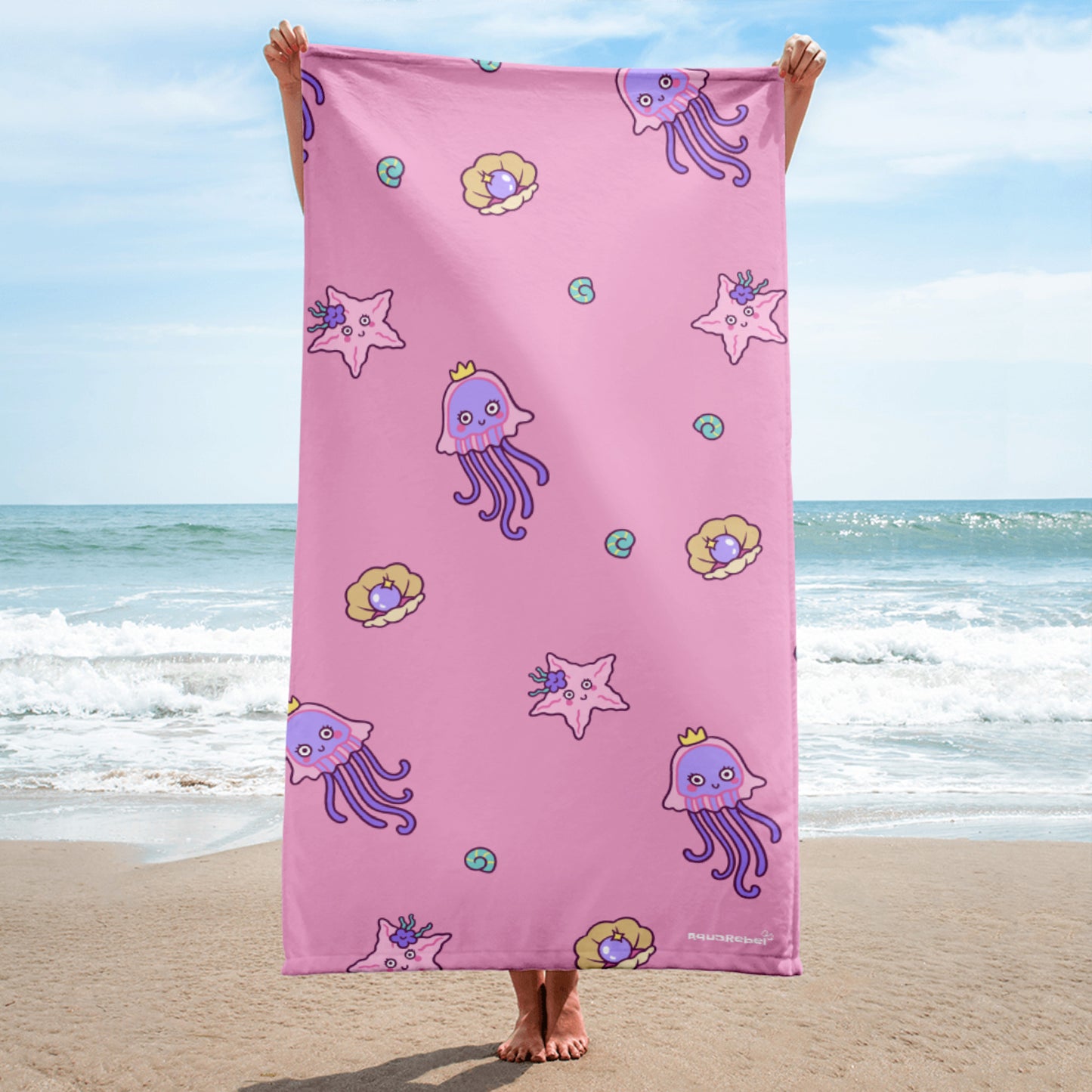 AquaRebel sneldrogende stranddoek 160x80cm roze
